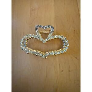 New Rhinestone Gold Heart Hair Metal Claw Clip
